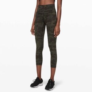 Lululemon Wunder Under High Rise Tight Legging Green Camo 12 Workout Gym